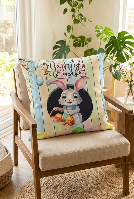 غطاء مخدة Happy Easter - على كرسي