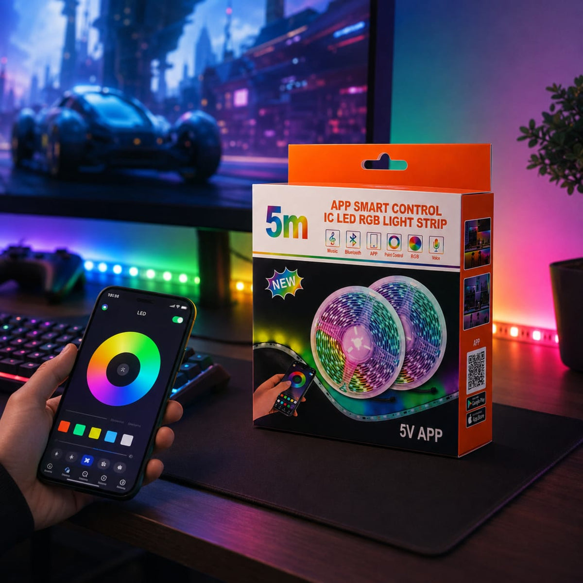 شريط LED RGB ذكي 5 متر - تحكم عبر التطبيق